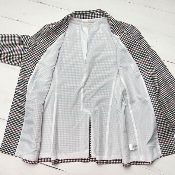 Talbots Notched Collar Single Breasted Wool Blend Houndstooth Blazer size 10 - Picture 12 of 14
